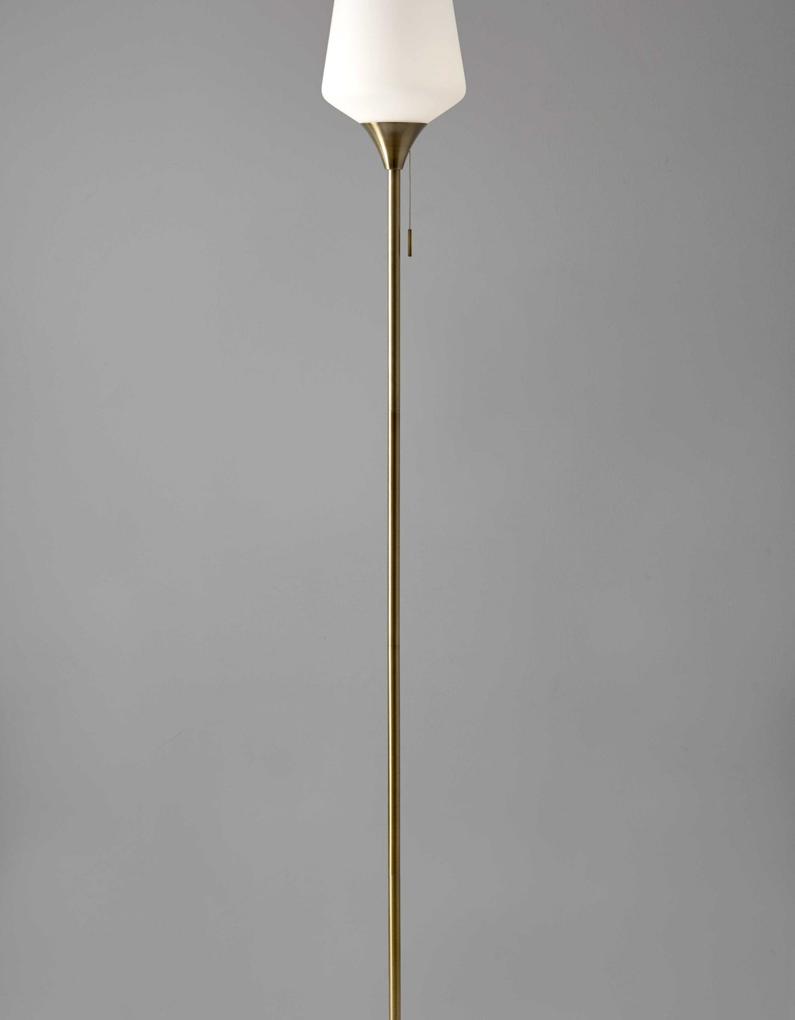 Brass Metal Floor Lamp with White Opal Wine Glass Shade