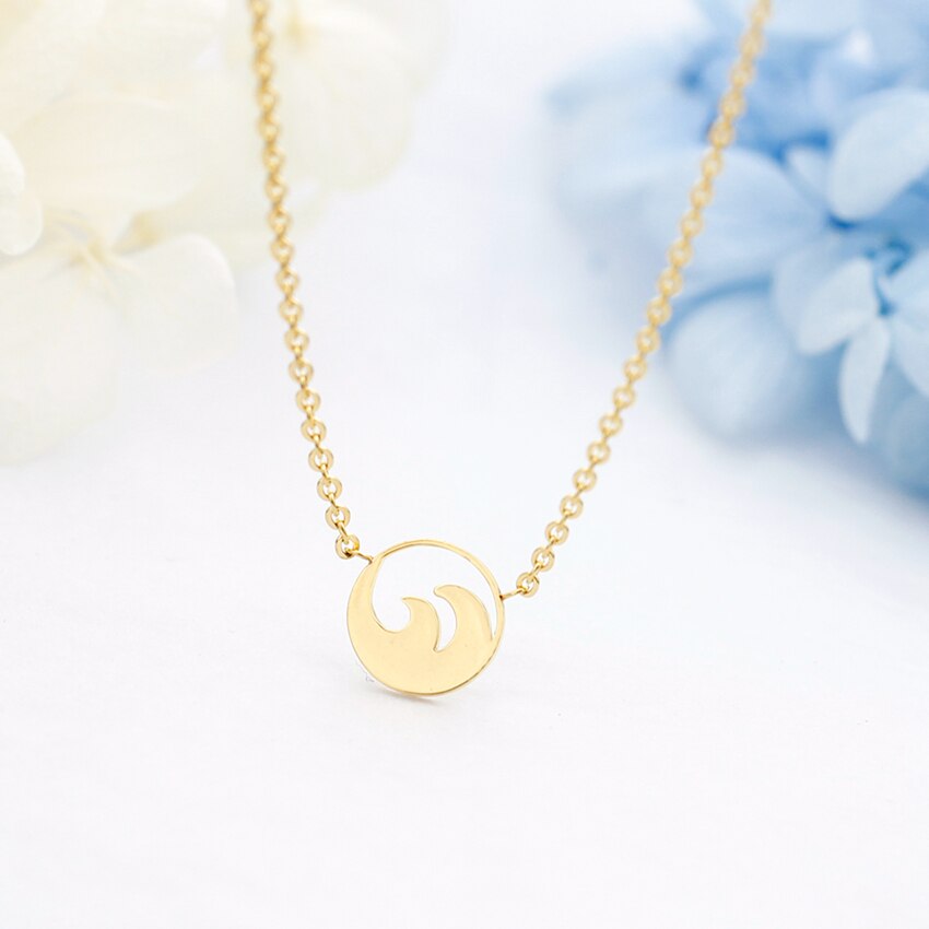 Minimalist Women Jewelry Ocean Wave Pendants