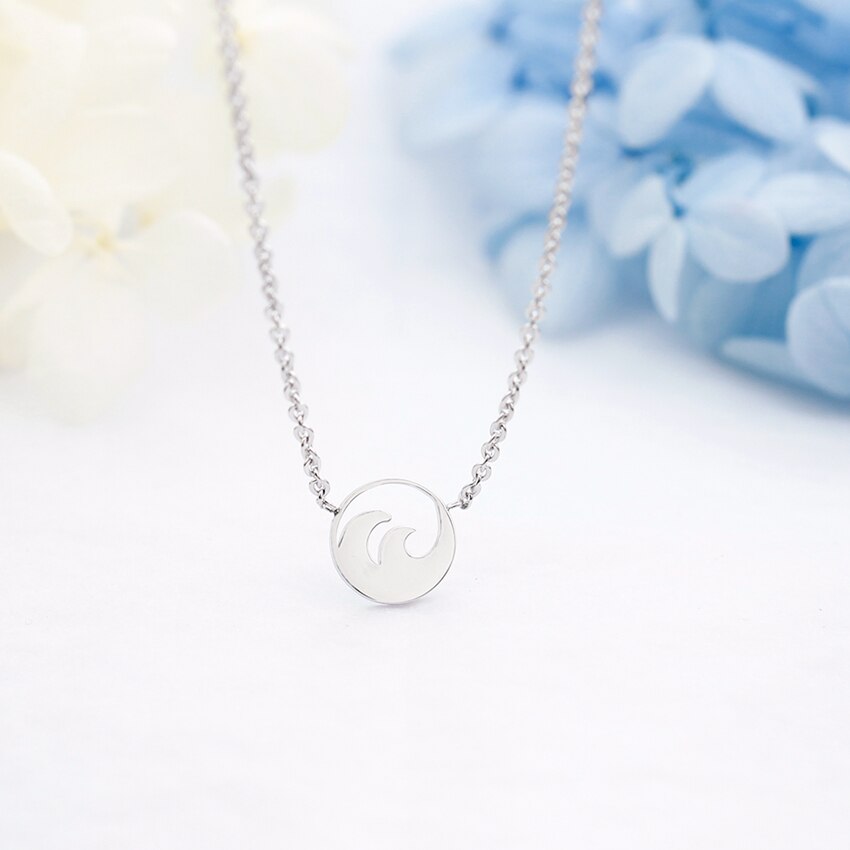 Minimalist Women Jewelry Ocean Wave Pendants
