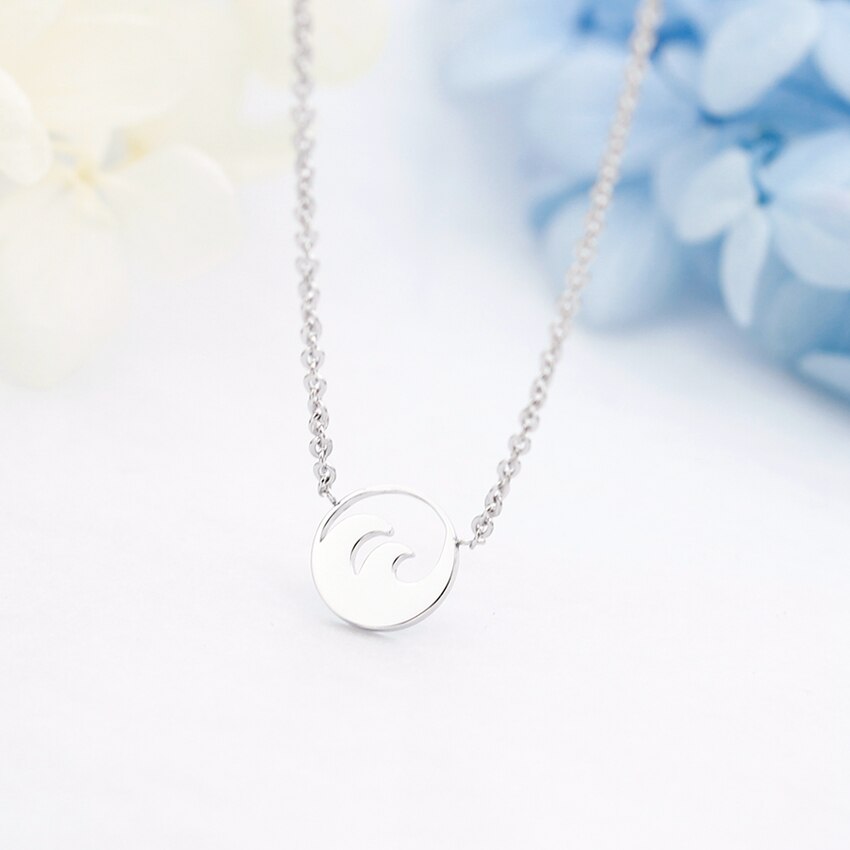 Minimalist Women Jewelry Ocean Wave Pendants